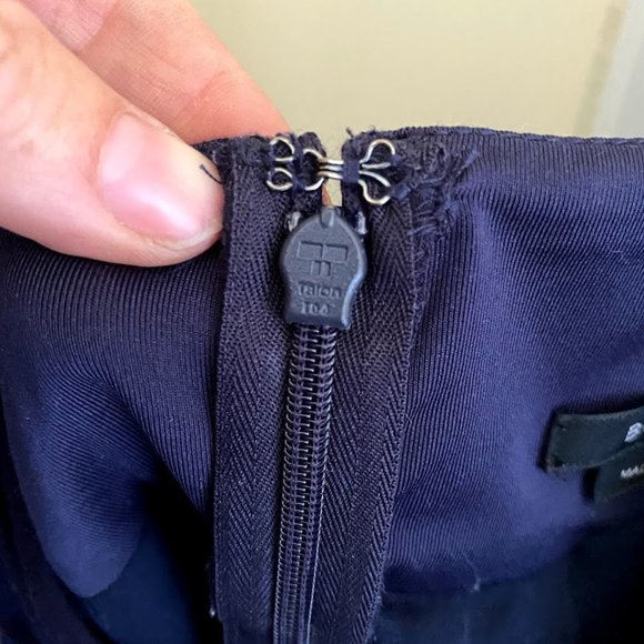 BCBGMaxAzria Navy Silk Empire Waist Bubble Dress - Picture 7 of 8